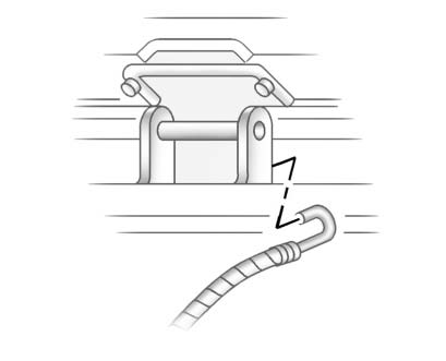 Chevrolet Equinox: Wheels and Tires. 5. Hook the cable onto the outside portion of the liftgate hinges (2).